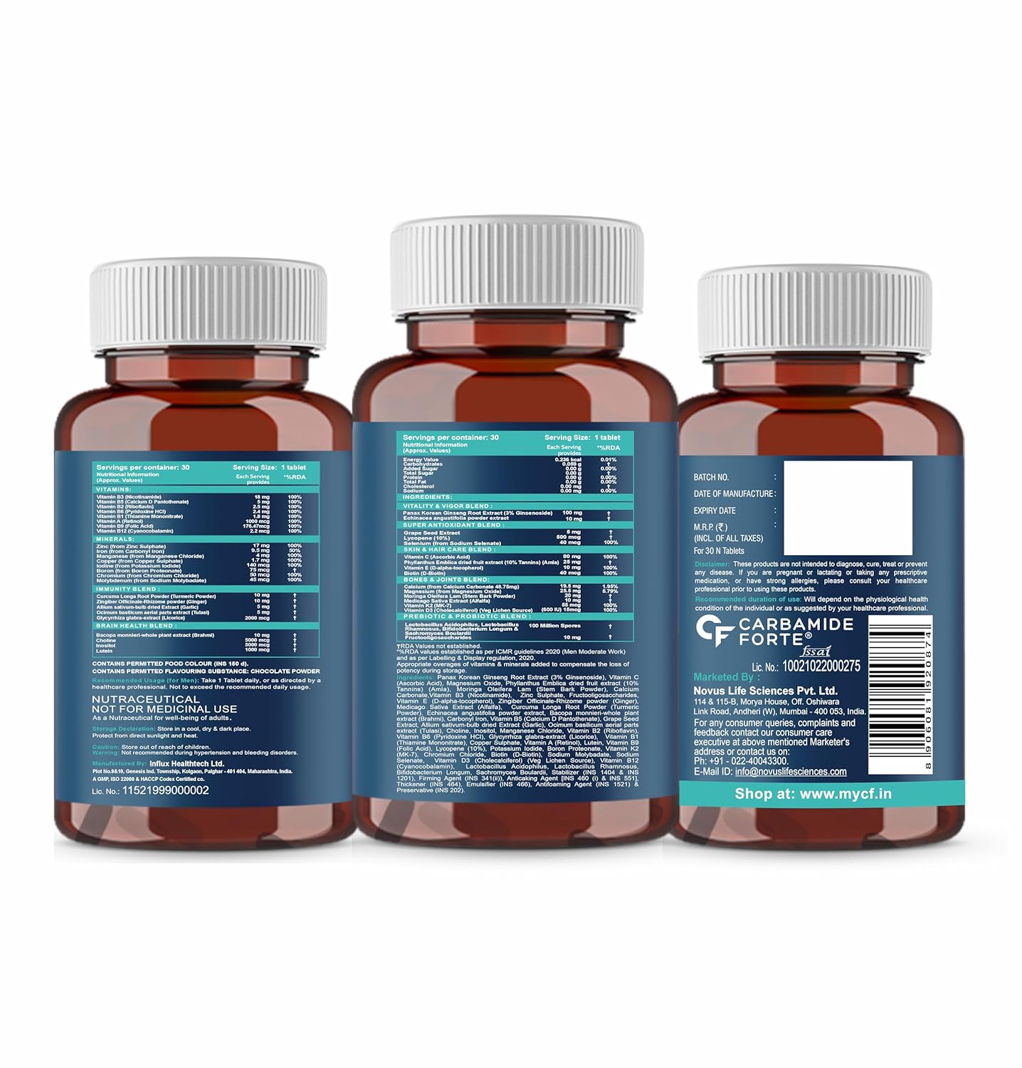 Multivitamin for For both Men and Women – 45 Ingredients with Ginseng & Probiotics (30 Counts)