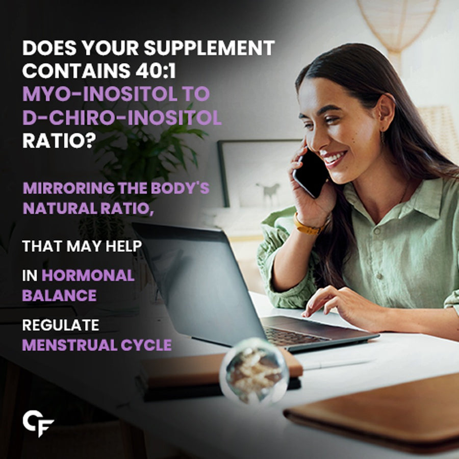 Carbamide Forte PCOS Supplements for Women with 40:1 Ratio of Myo Inositol to D Chiro Inositol