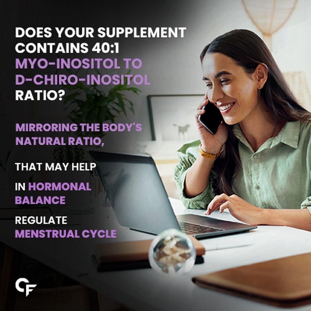 Carbamide Forte PCOS Supplements for Women with 40:1 Ratio of Myo Inositol to D Chiro Inositol | Inositol Supplement for PCOS - 60 Veg Tablets