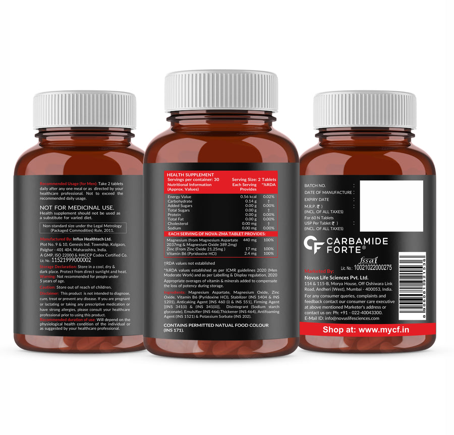 Carbamide Forte ZMA and Zinc Supplement for Men- 60 Tablets