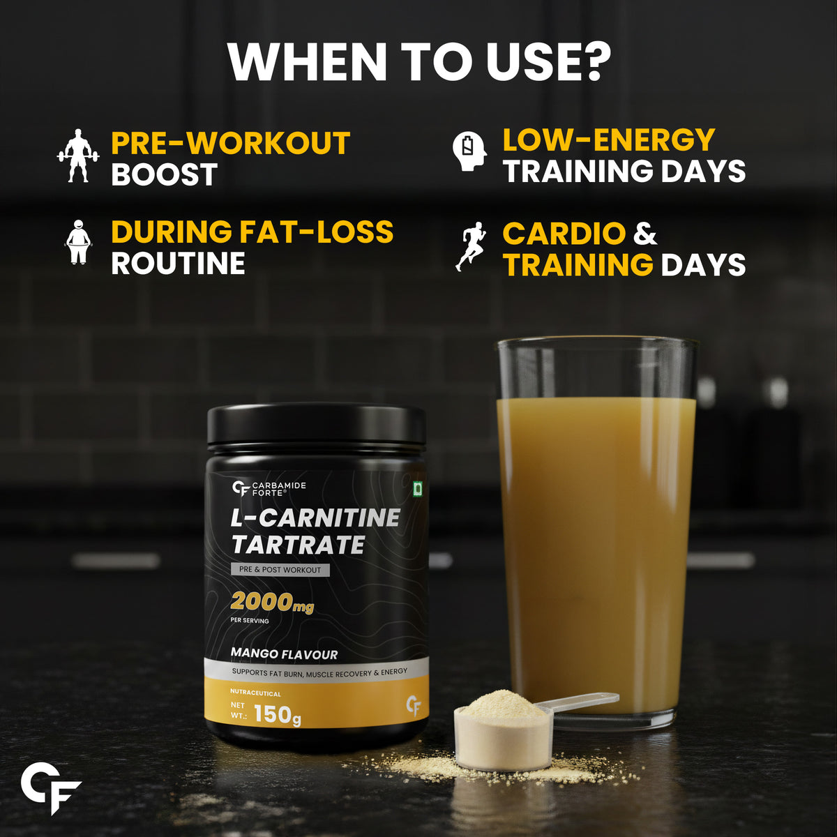 L-Carnitine Tartrate 2000mg Powder – Pre & Post Workout Supplement