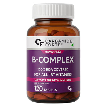 Carbamide Forte Vitamin B-Complex Tablets - 100% RDA for B Vitamins with B1, B2, B3, B5, B6, B9 & Vitamin B12 | Vitamin B Complex Supplements for Women & Men - 120 Vegetarian Tablets