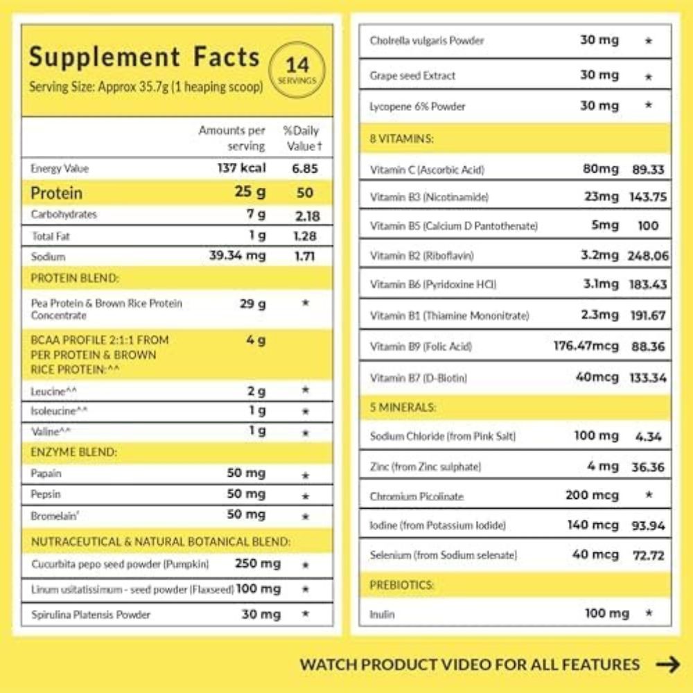 Carbamide Forte Vegan Protein Powder - Plant Based Protein Powder with Multivitamin, Minerals, Superfoods, Pea Protein, Digestive Enzymes | Plant Protein Powder - Alphonso Mango Flavour - 500g