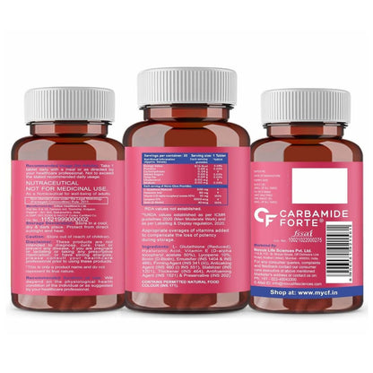Carbamide Forte Japanese Reduced L Glutathione Tablets 500mg with Vitamin E | Glutathione with Hyaluronic Acid, Vitamin E, Lycopene & Biotin – 30 Veg Tablets Each