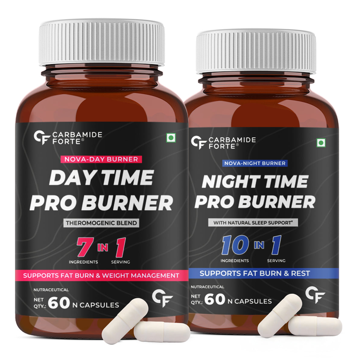 Carbamide Forte Night & Day Fat Burner – Dual-Phase Metabolic Support Capsules - Carbamide Forte - Pack of 1