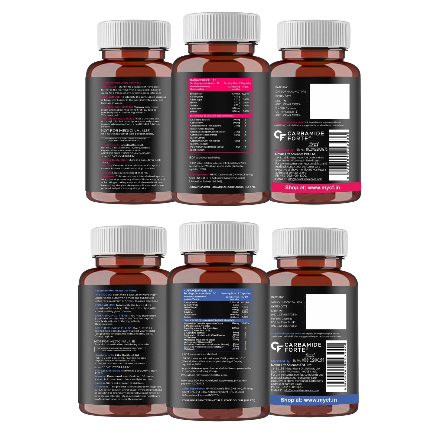 Carbamide Forte Day & Night Fat Burner for Weight Loss for Women and Men | With Garcinia Cambogia, great for Fat Weight Loss for Women and Men | 60 Weight Loss Supplement Capsules