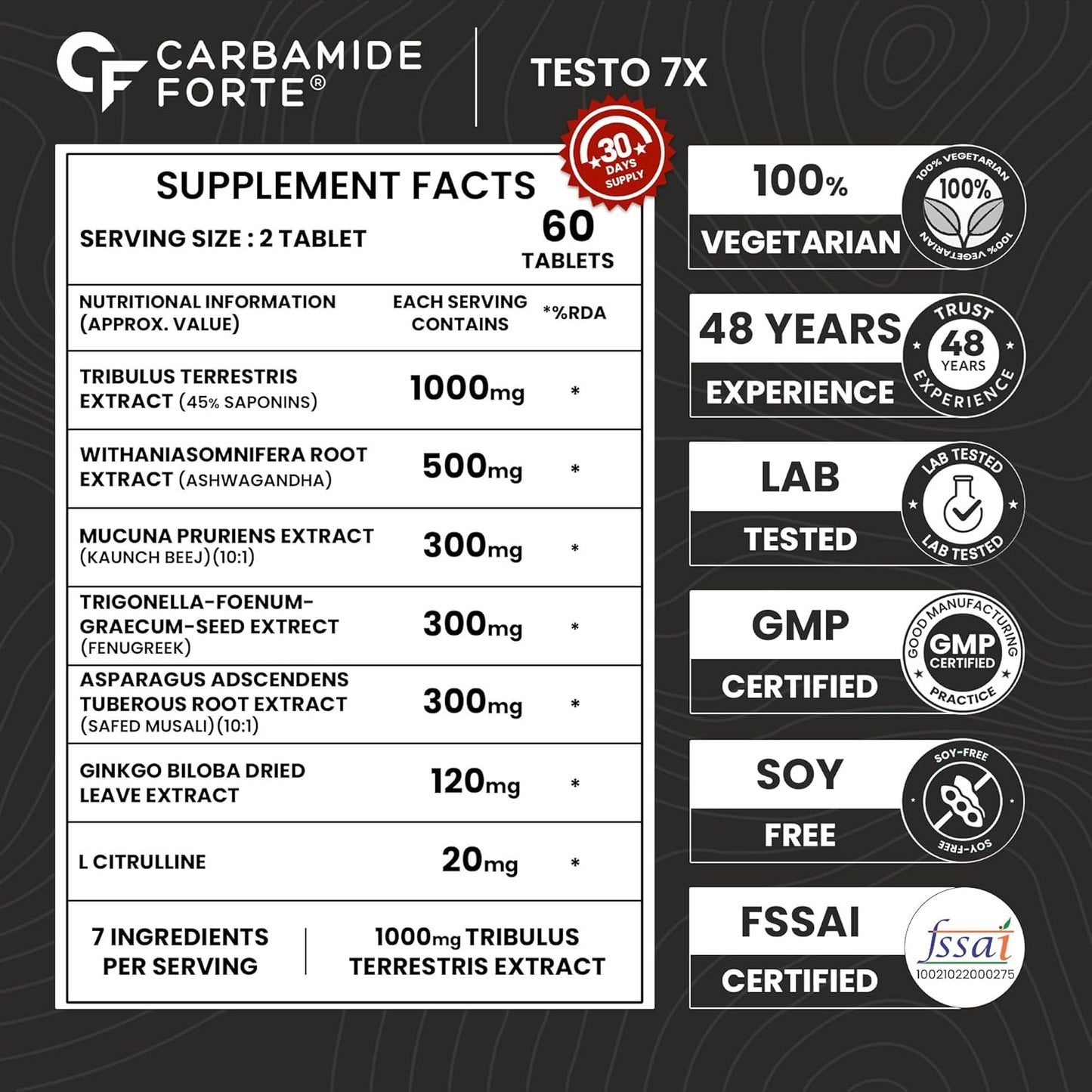 Testosterone Supplement For Men To Support Energy, Stamina & Strength | 10 Tablets