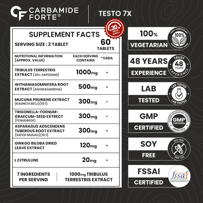 Testosterone Supplement For Men To Support Energy, Stamina & Strength | 10 Tablets