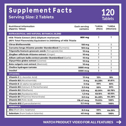 Milk Thistle 800 mg Tablets | Liver Detox Supplement |