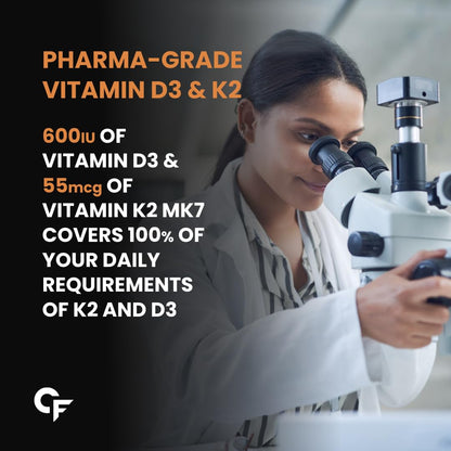 Vitamin D3 + K2 MK7 for Bone & Heart Health Support | 10 Tablets