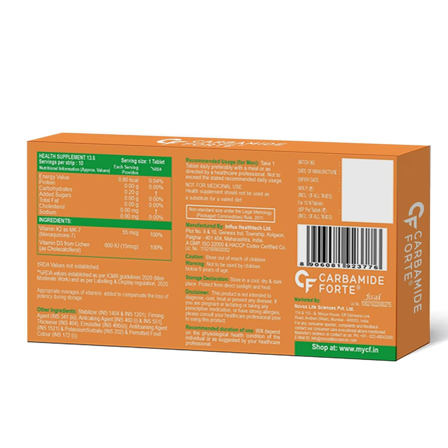 Vitamin D3 + K2 MK7 for Bone & Heart Health Support | 10 Tablets