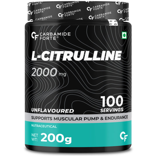 Carbamide Forte L Citrulline Powder 2000mg | Boosts Nitric Oxide, Pre Workout Supplements for Men & Women - Unflavoured - 100 SERVINGS - 200g