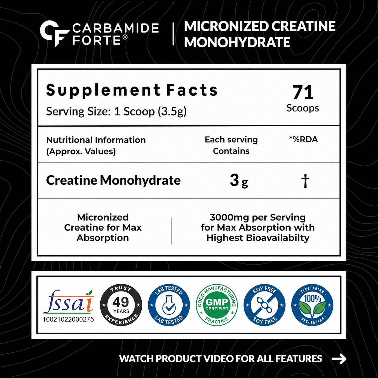Flavoured Creatine Monohydrate for Strength, Power & Performance | Blueberry Flavour | 250g