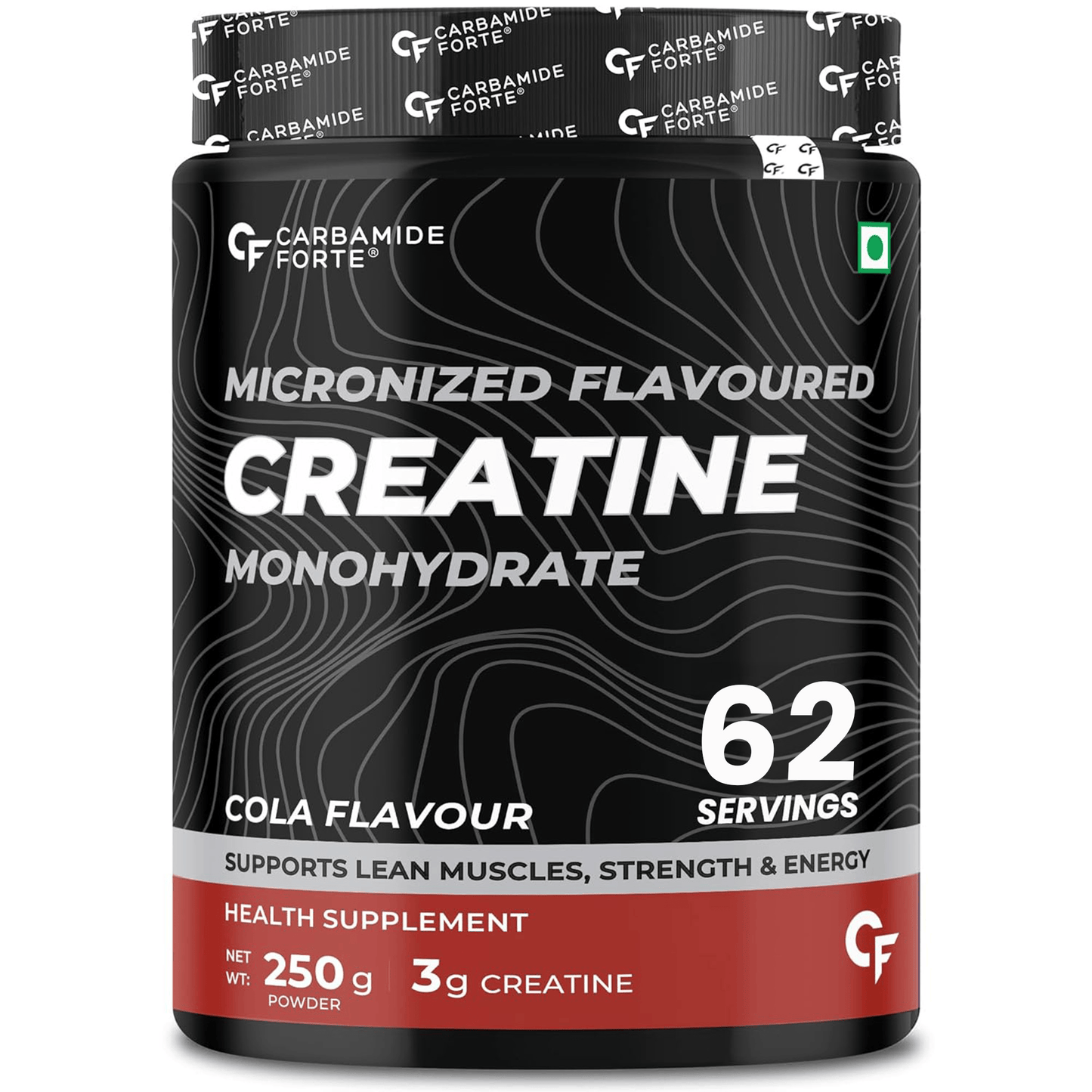 Carbamide Forte Micronised Creatine Monohydrate Powder | Creatine Supplement for Lean Muscle Volumization, Strength & Energy-Cola- 62 Servings - 250 Grams