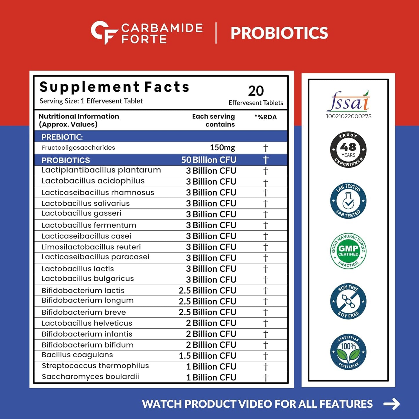Probiotics with Prebiotic | Effervescent Tablets | 20 Tablets