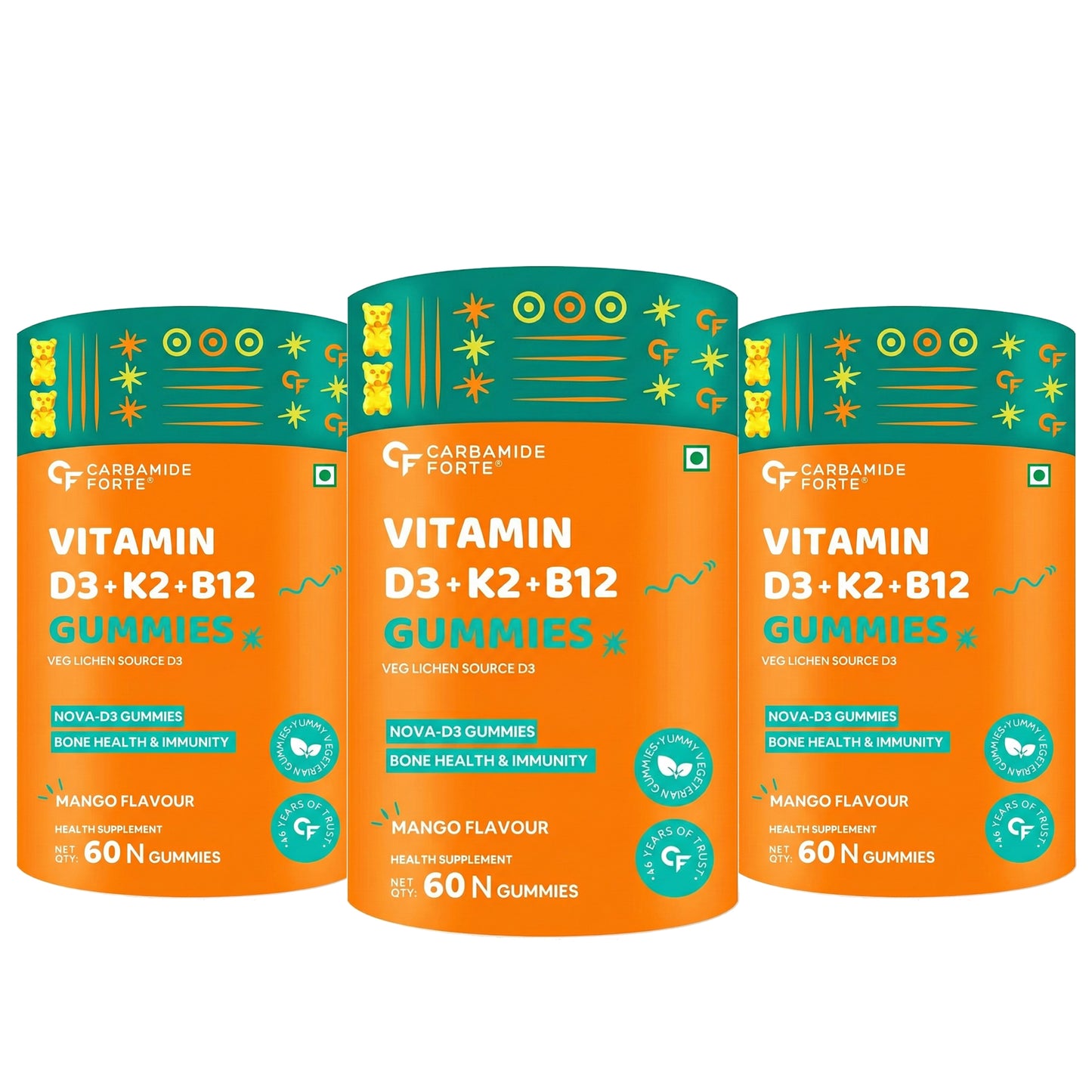Vitamin D3 K2 MK7 & B12 Gummies – For Energy, Immunity & Bone Health