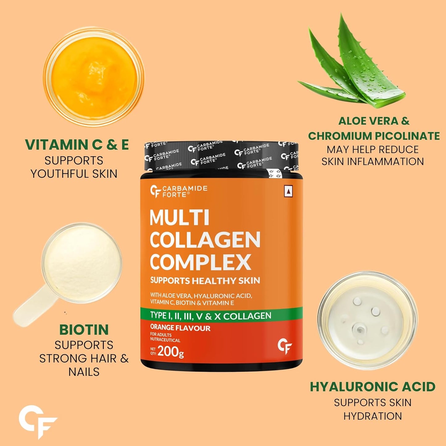 Multi Collagen Powder with 5 Types of Collagen Peptides (Type I, II, III, V, X)