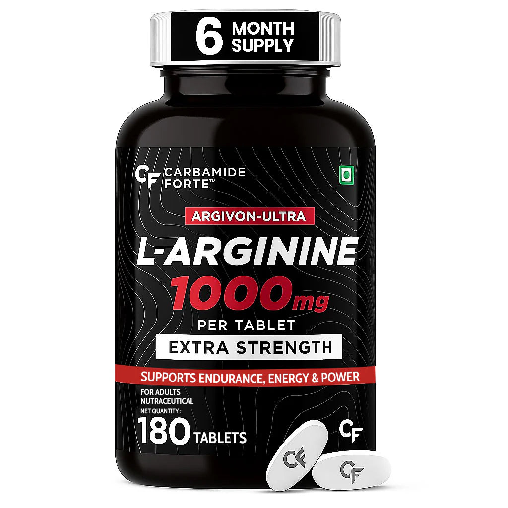 Carbamide Forte L Arginine 1000 mg | l-Arginine Supplements For Man | Boosts Nitric Oxide Production | Improved Oxygen Flow -Veg 180 Tablets
