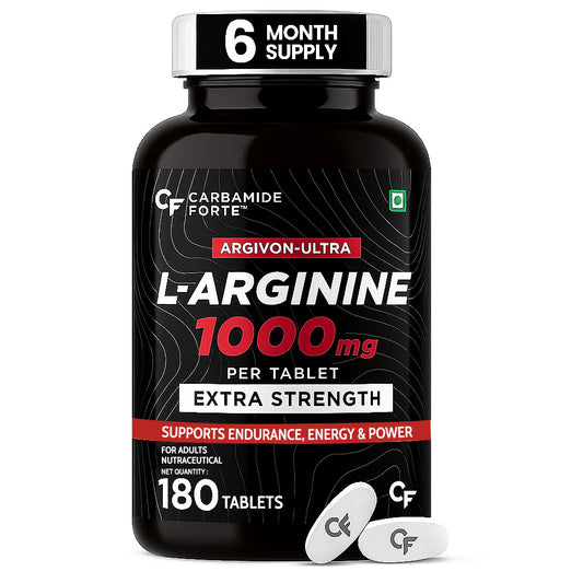 Carbamide Forte L Arginine 1000 mg | l-Arginine Supplements For Man | Boosts Nitric Oxide Production | Improved Oxygen Flow -Veg 180 Tablets