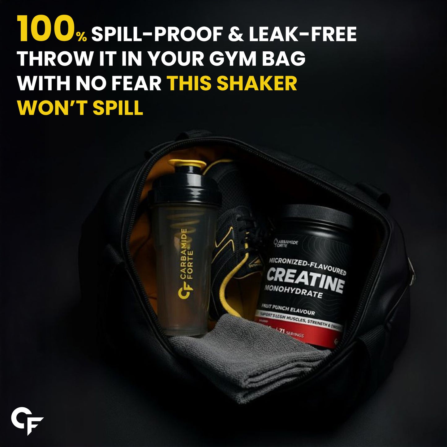 700ml Gym Shaker Bottle | 100% Leakproof Protein Shaker for Men & Women | Black