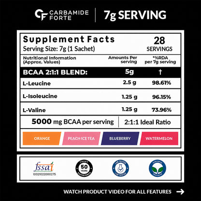 BCAA Powder 5000 mg | 7g Serving | 28 Sachets