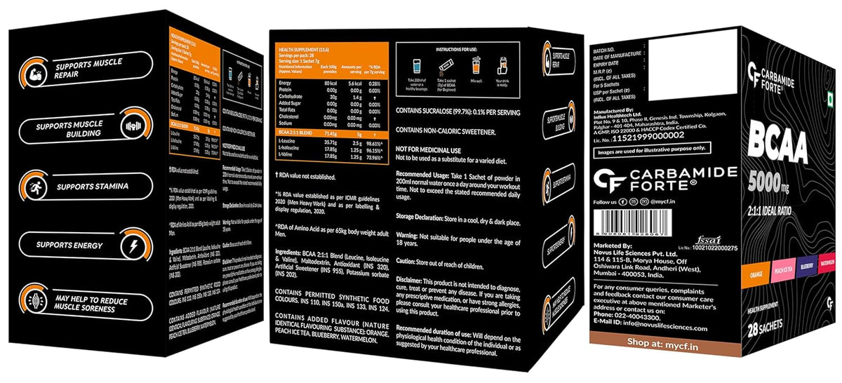 BCAA Powder 5000 mg | 7g Serving | 28 Sachets