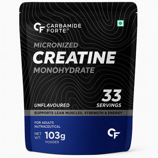 Carbamide Forte Monohydrate Creatine Powder | Micronized Monohydrate 103gm | Creatine Monohydrate Supplement for Lean Muscle, Strength & Energy - Unflavoured - 33 Servings - 103g