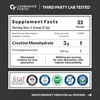 Creatine Monohydrate – 3000 mg Micronized Powder for Strength & Endurance