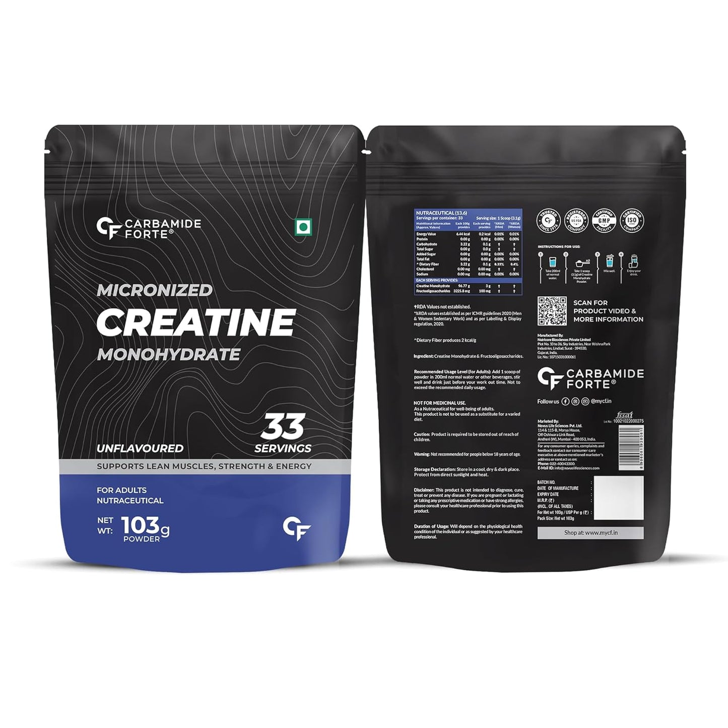 Creatine Monohydrate – 3000 mg Micronized Powder for Strength & Endurance