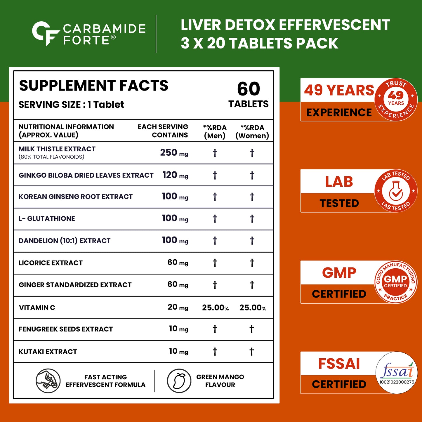 Liver Detox Effervescent Tablets for Daily Liver Health Support 60 Tablets