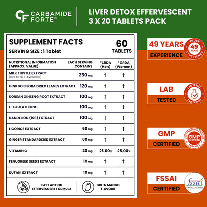 Liver Detox Effervescent Tablets for Daily Liver Health Support 60 Tablets