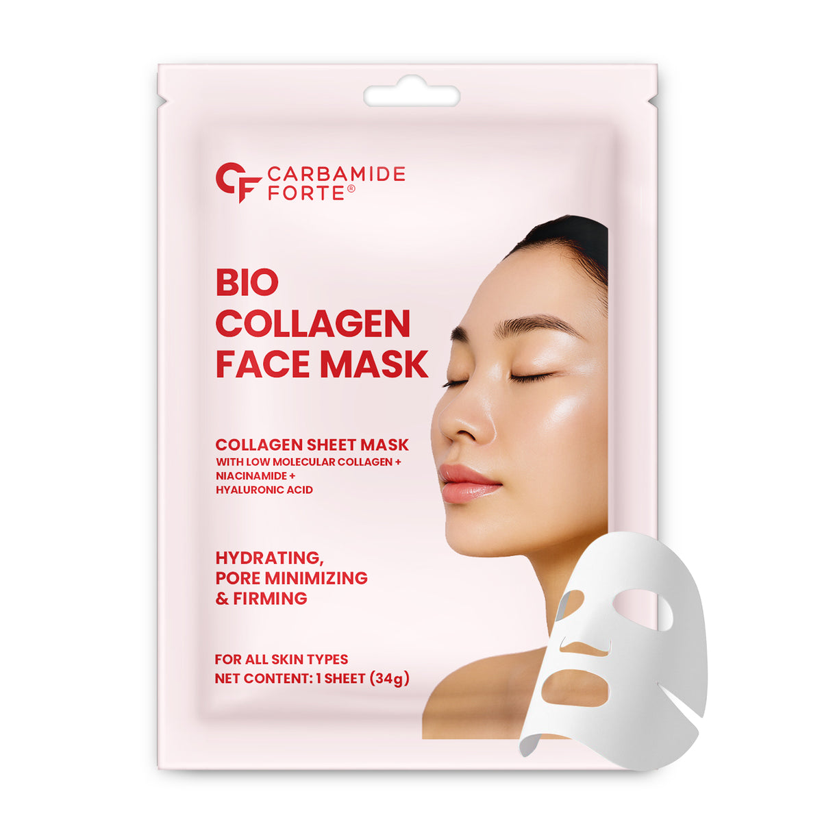 Bio Collagen Hydrogel Face Mask – Korean Glass Skin Overnight Treatment - Carbamide Forte - Pack of 1