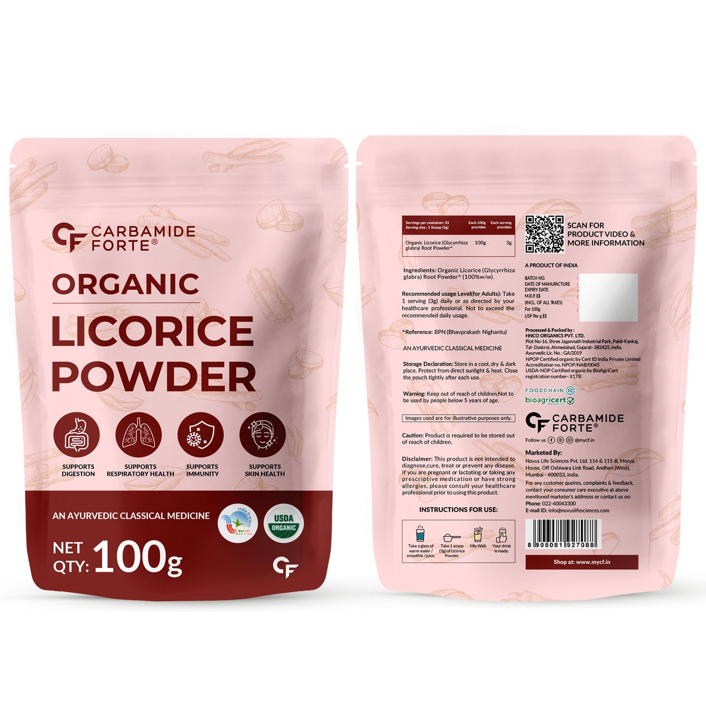 Organic Licorice Powder (Mulethi) – Pure Ayurvedic Root Herb 100g