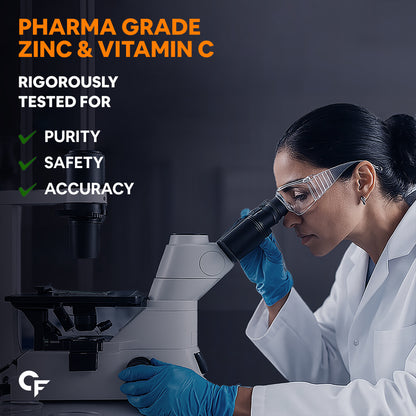 Zinc Citrate with Vitamin C – 100% RDA Zinc for Immunity, Skin & Cellular Health | 120 Tablets