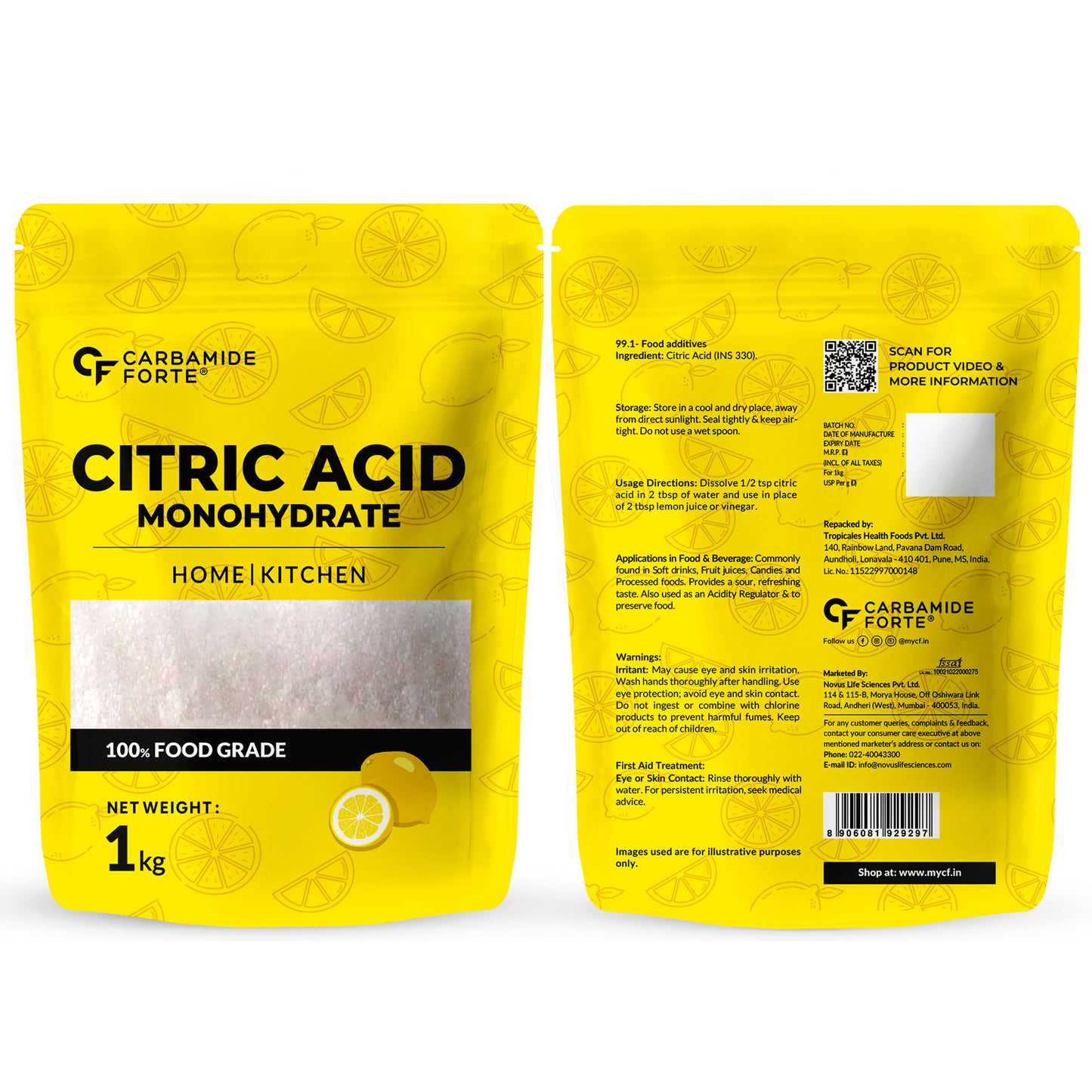 100% Pure Citric Acid Powder (Nimbu Sat) – Food Grade 1 Kg