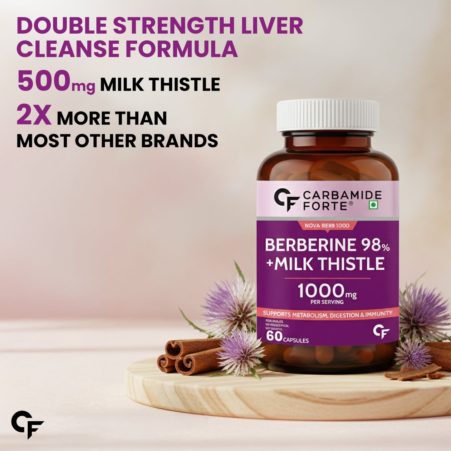 Berberine 98% with Milk Thistle – 1000mg Per Serving 60 Tablets