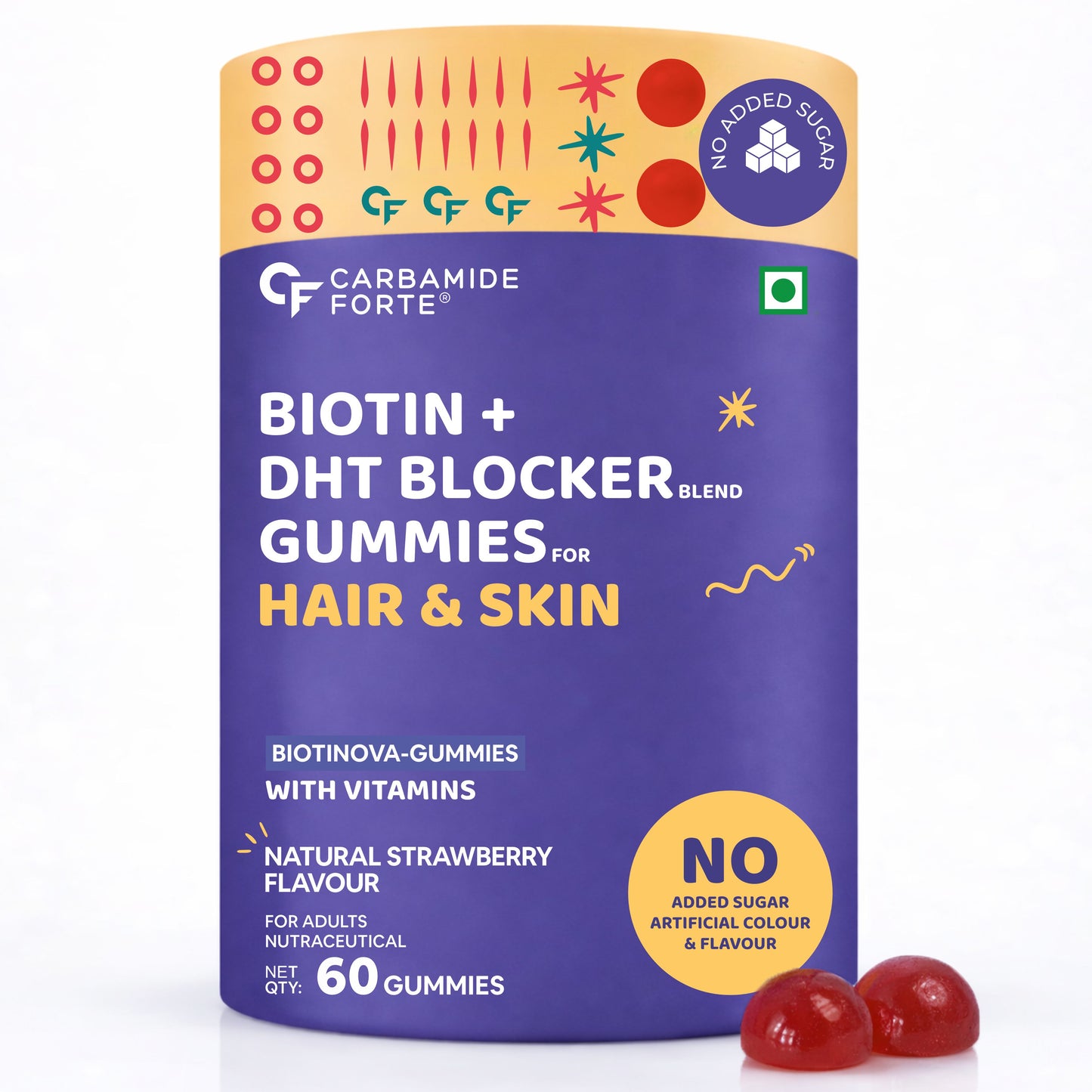 Hair Gummies with Biotin & DHT Blockers - 60 Gummies