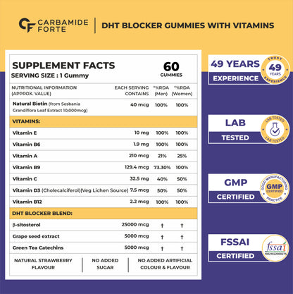 Hair Gummies with Biotin & DHT Blockers - 60 Gummies
