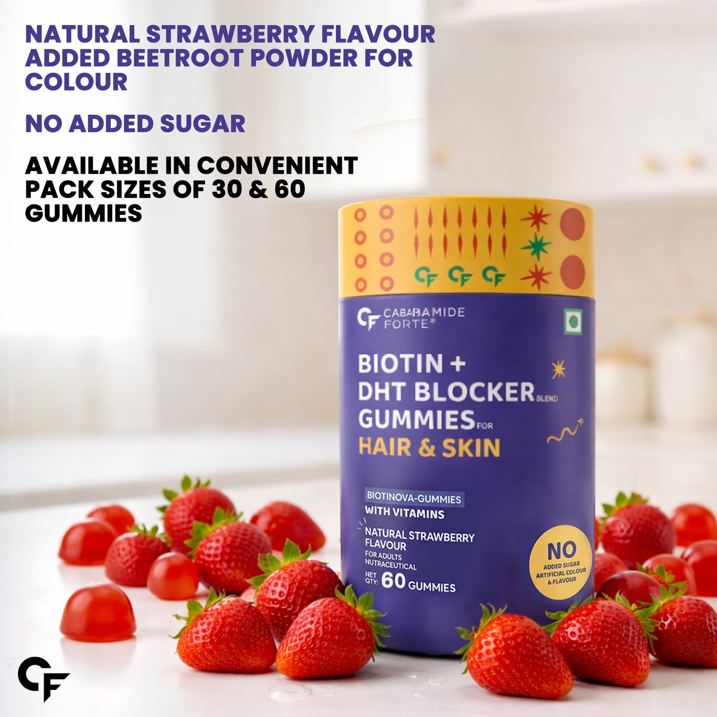 Hair Gummies with Biotin & DHT Blockers - 60 Gummies