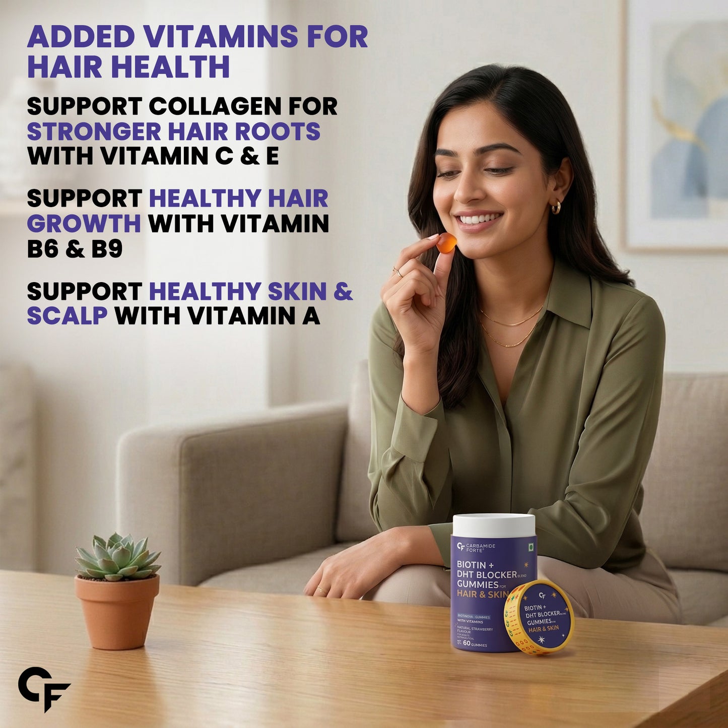 Hair Gummies with Biotin & DHT Blockers - 60 Gummies
