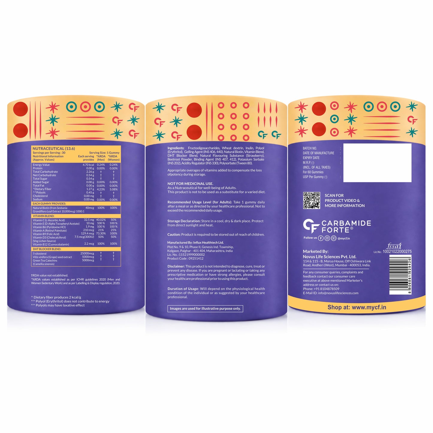 Hair Gummies with Biotin & DHT Blockers - 60 Gummies