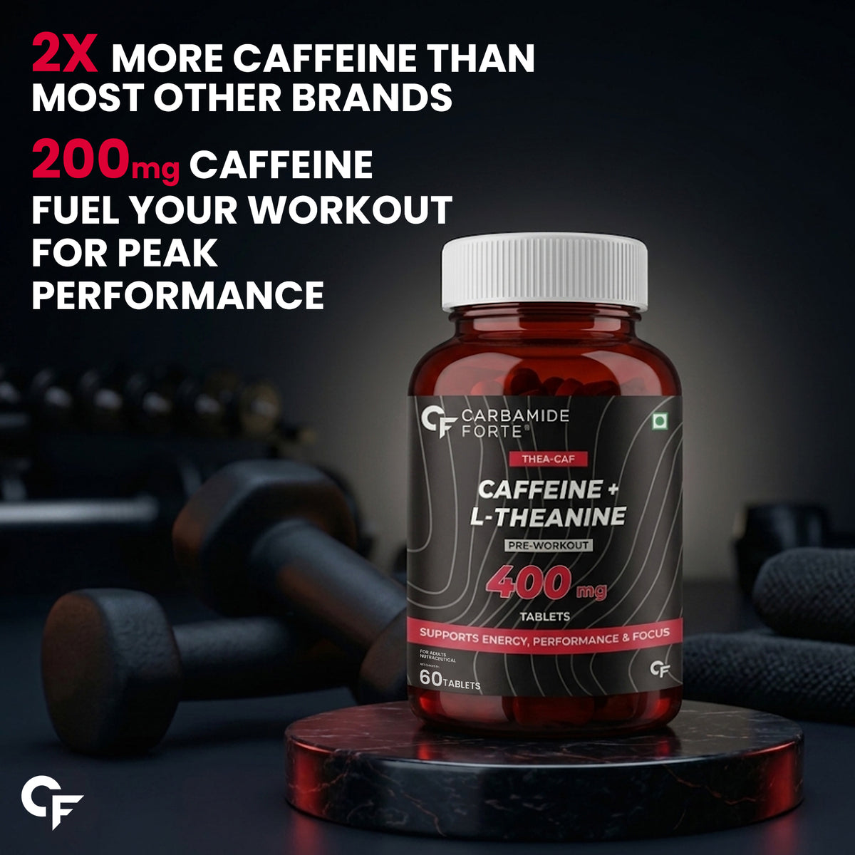 Caffeine Tablets 200mg with L-Theanine 200mg | 60 Veg Tablets