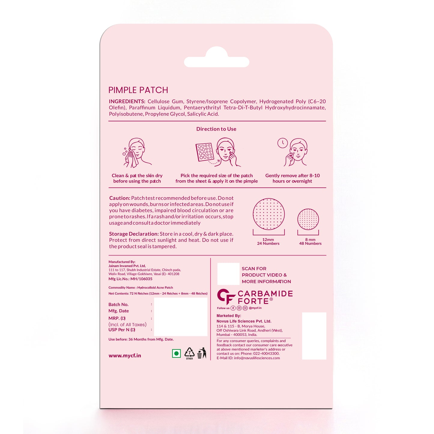 Hydrocolloid Pimple Patches with Salicylic Acid & Cica | 72 Patches