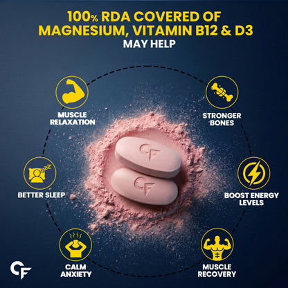 Magnesium Glycinate for Women with Vitamin D3 & B12 - 60 Veg Tablets