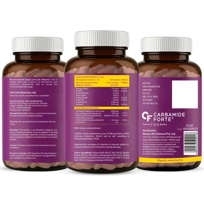 Magnesium Glycinate for Women with Vitamin D3 & B12 - 60 Veg Tablets