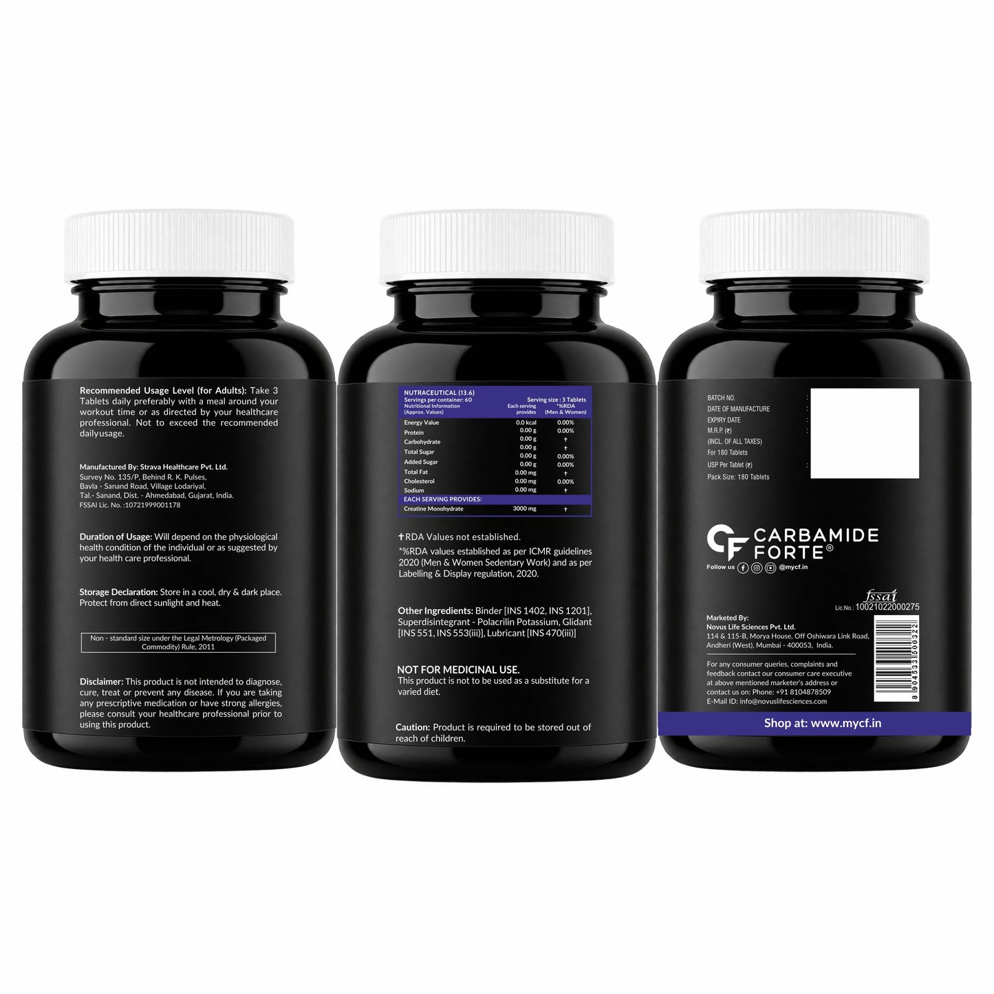 Creatine Monohydrate Tablets 3000mg – 180 Tablets