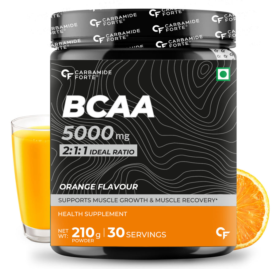 Carbamide Forte BCAA Powder - BCAA with 2:1:1 Ratio for Muscle Growth & Muscle Recovery - For Gym Goers - 210g