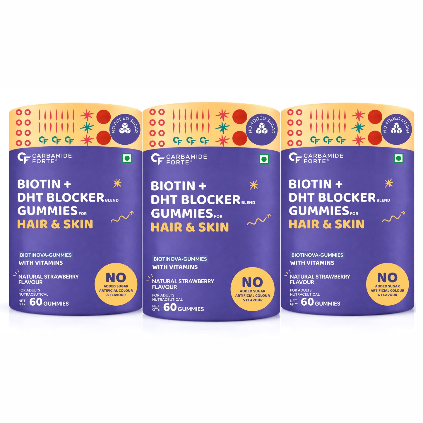 Hair Gummies with Biotin & DHT Blockers - 60 Gummies
