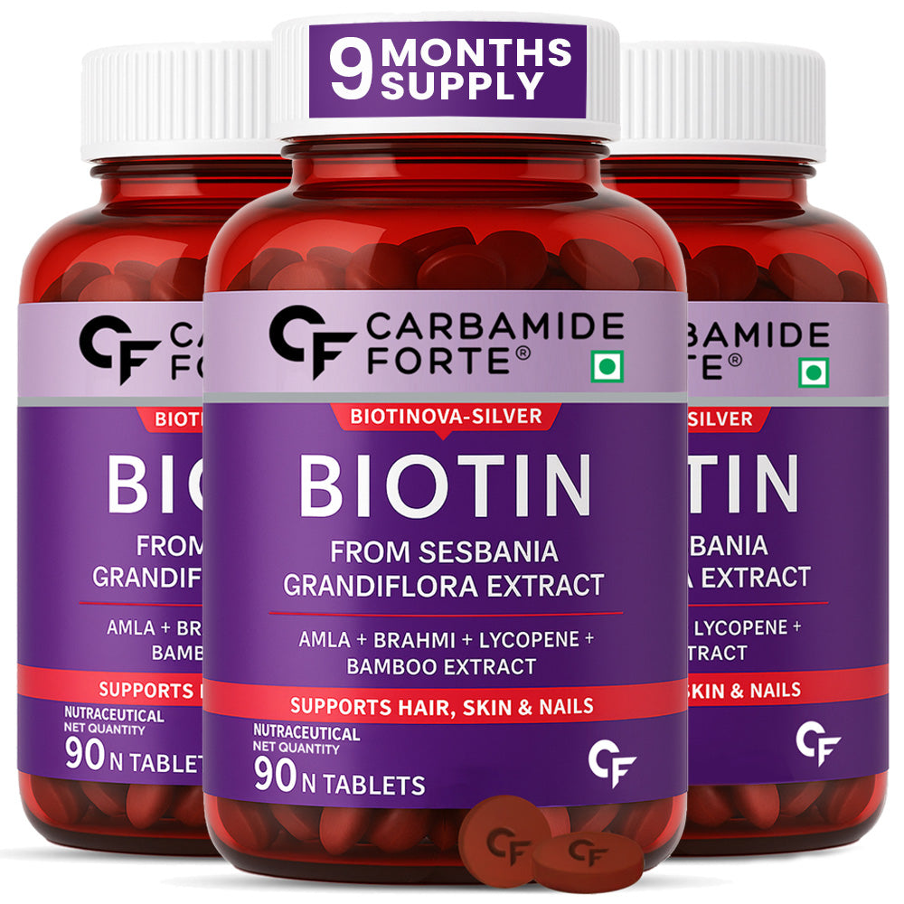 Biotin Tablets for Hair Growth with Amla, Brahmi & Bamboo Extract | 90 Tablets