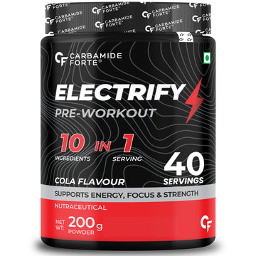 Carbamide Forte Pre Workout for Men & Women | Pre Workout Supplement Powder | Pre Workout For Women and Men With 40 Servings - 200g Cola Flavour Powder